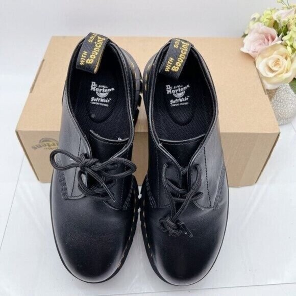 Dr. Martens Audrick 3-Eye Womens Platform Lace Up Shoe Black Nappa Lux US 10 - Picture 7 of 10